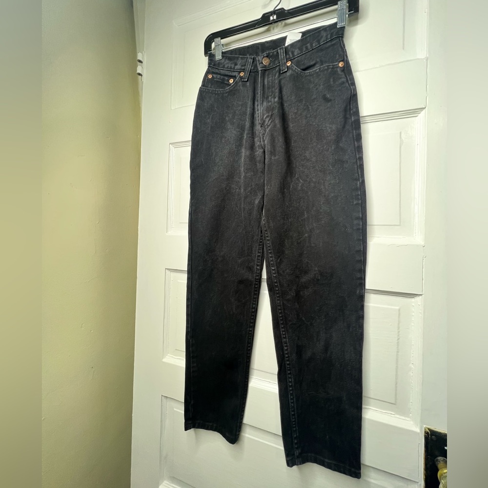 jordache vintage 90s high rise mom dad taper Jeans denim black 3 4 cotton - Picture 8 of 10